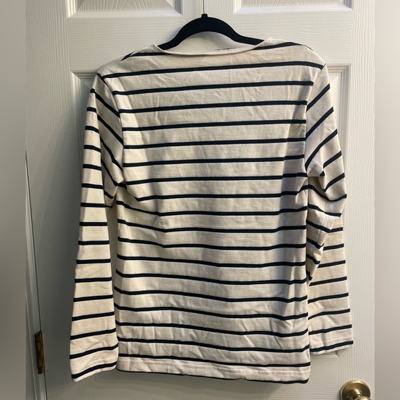 American Apparel White and Navy Striped Long Sleeve Top - Picture 2 of 2